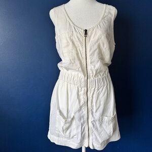 Young Fabulous & Broke White Zip-Front Utility Dress – Size Small